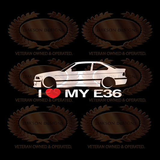 I Love My BMW E36 Sticker