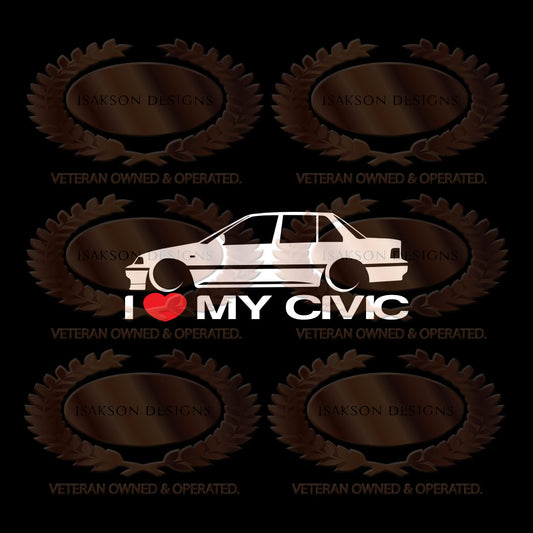 I Love My Honda Civic EF Sedan Sticker