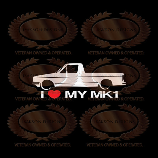 I Love My Volkswagen MK1 Rabbit Pickup Caddy Sticker