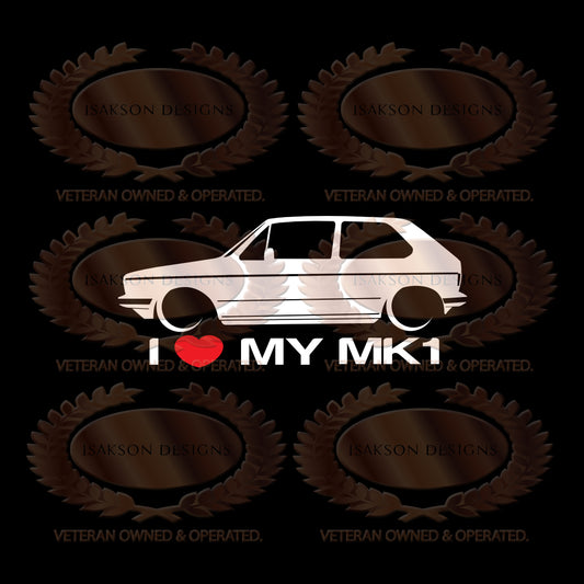 I Love My Volkswagen MK1 Golf Rabbit Sticker