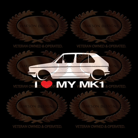 I Love My Volkswagen MK1 Golf Rabbit 4 Door Sticker