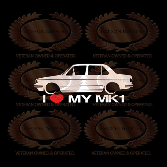 I Love My Volkswagen MK1 Jetta Sticker