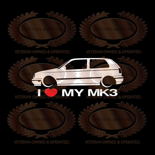 I Love My Volkswagen MK3 Sticker