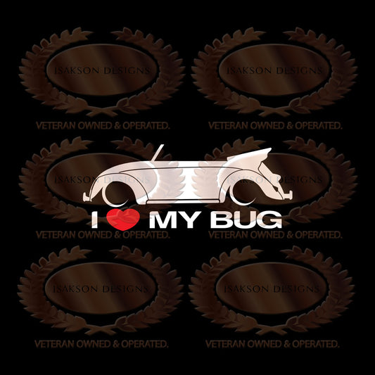 I Love My Volkswagen Bug Convertible Sticker